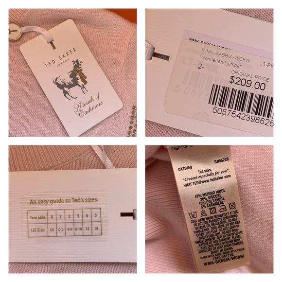 New TED BAKER Sabbia Embellished Wonderland Merino Wool & Cashmere Blend Sweater - Picture 14 of 14